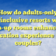 How do adults-only all-inclusive resorts with swim-up rooms enhance the vacation experience for couples?